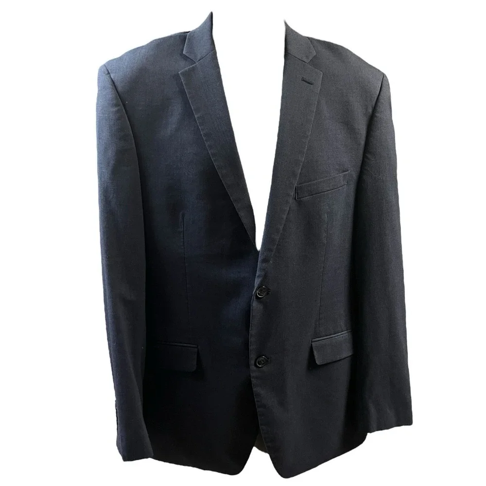 Alfani Slim Fit Blazer 42L Blue Gray Business Casual‎ Sport Coat Men Suit Jacket